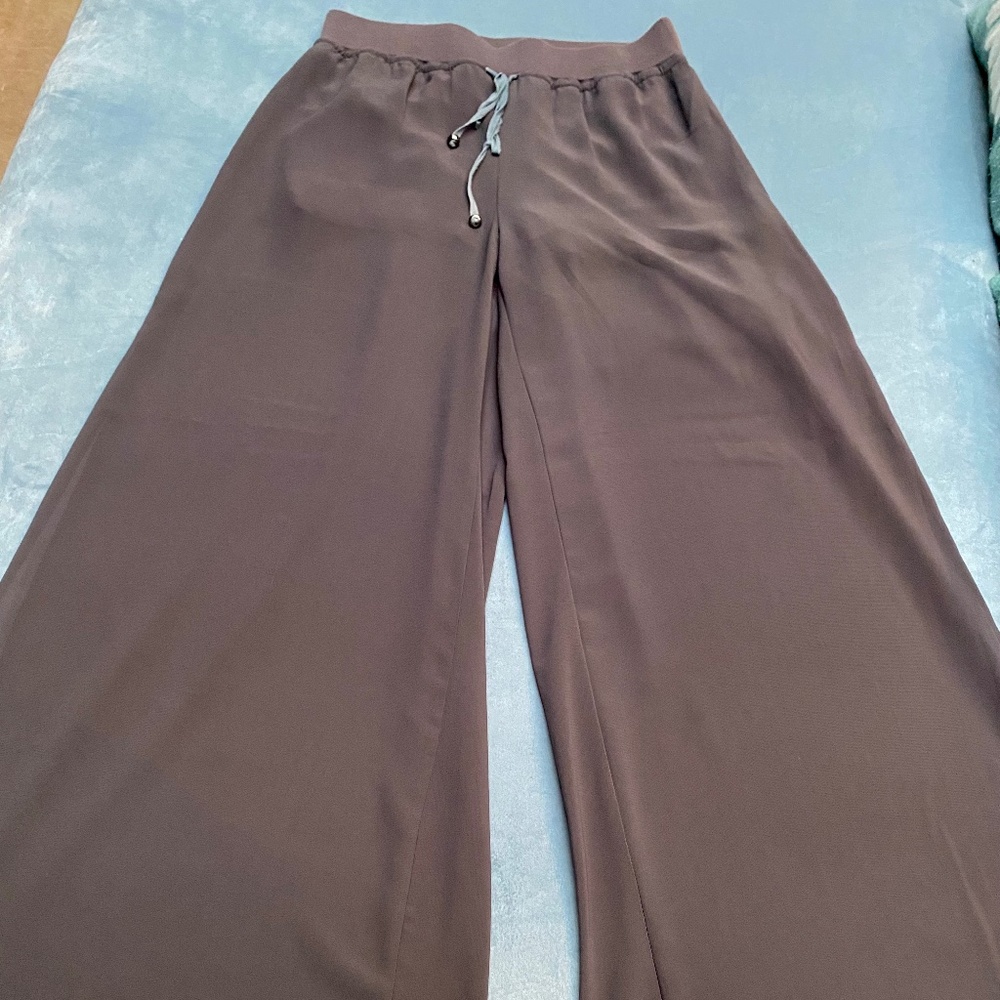 Grey voile wide legged breezy summer pants (Size L or 8)